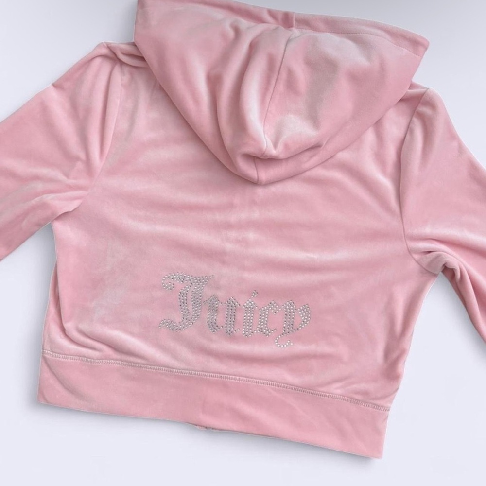 juicy couture whisper pink velour zip hoodie rhinestone y2k nwt xl